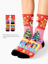 크리스마스 진저브레드 크루 양말 페스티브 홀리데이 만화 프린트 양말