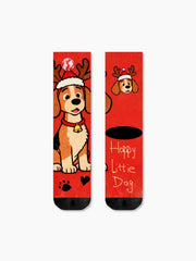 クリスマス トナカイ ビーグル犬 クルー ソックス かわいいお祭り子犬 ホリデー ソックス