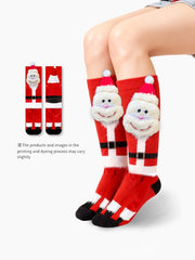 Christmas Santa Claus 3D Plush Crew Socks Cute Pom-Pom Santa Holiday Socks