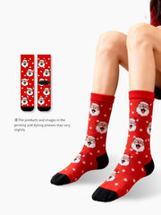 Christmas Santa Claus Face Crew Socks Cute Red Holiday All-Over Print