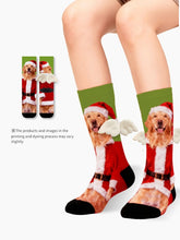 Christmas Santa Dog Crew Socks 3D Angel Wings Cute Puppy Holiday Socks