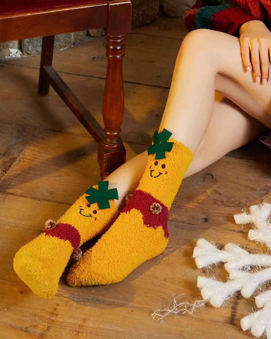 Gift Bag Set Women Kids Crew Socks Christmas Cozy Thick Fuzzy Non Slip Socks