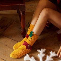 Gift Bag Set Women Kids Crew Socks Christmas Cozy Thick Fuzzy Non Slip Socks