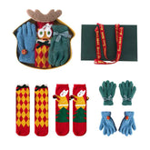Christmas Gift Box Deer Women Kids Crew Socks with Gloves Cozy Warm Soft