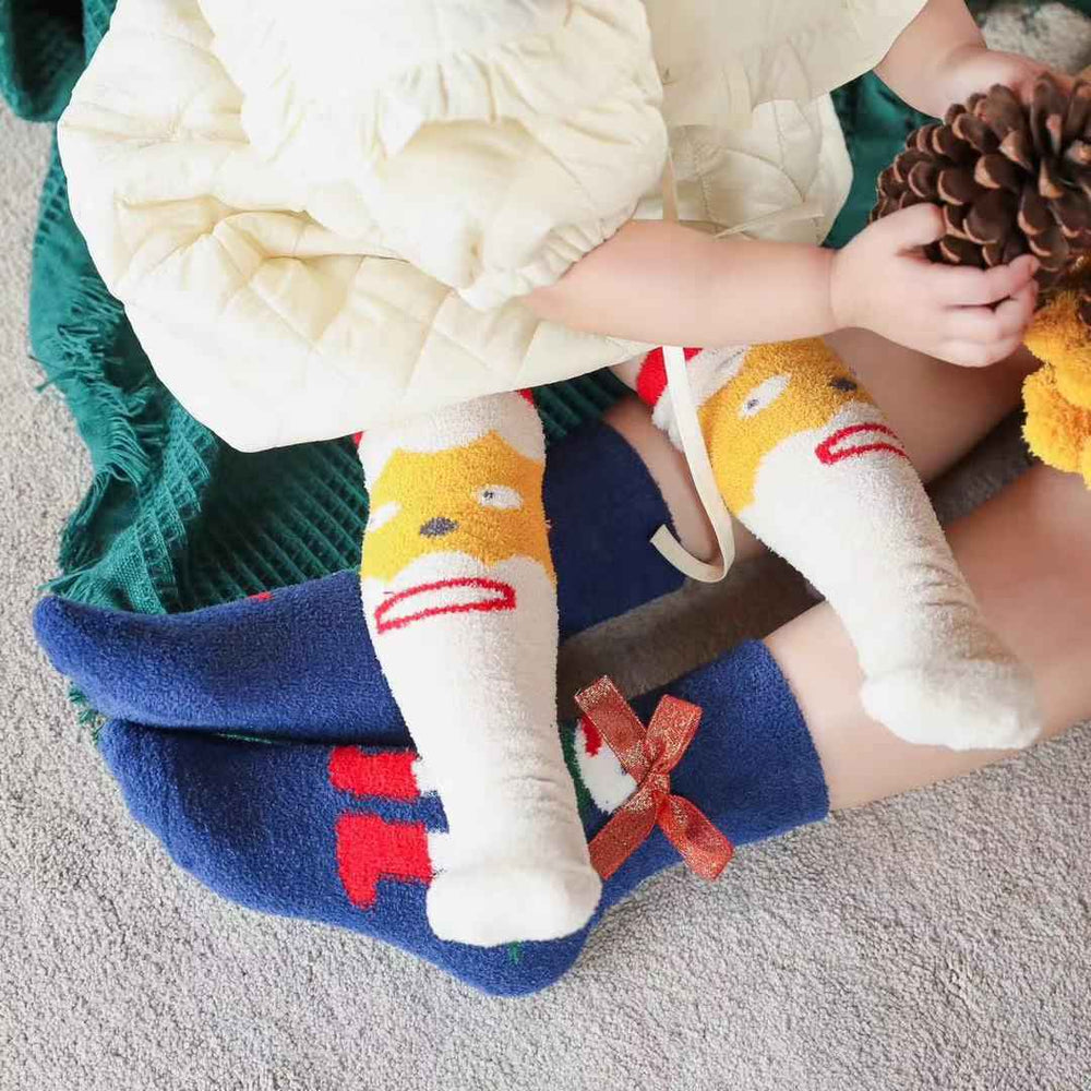 Christmas Gift Box Women Kids Crew Socks with Gloves Cozy Warm Soft Socks