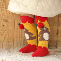 Christmas Gift Box Log Cabin Women Kids Crew Socks with Gloves Cozy Warm Soft