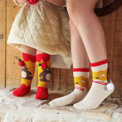 Christmas Gift Box Log Cabin Women Kids Crew Socks with Gloves Cozy Warm Soft