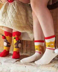 Christmas Gift Box Log Cabin Women Kids Crew Socks with Gloves Cozy Warm Soft