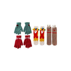 Christmas Gift Box Snowman Women Kids Crew Socks Fuzzy Gloves Cozy Thick Warm Soft