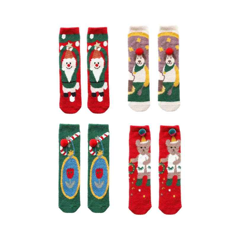 Gift Box Set Women Kids Crew Socks Christmas Cute Thick Fuzzy Warm Soft Socks