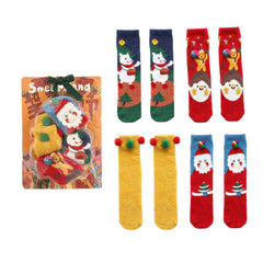 선물 박스 세트 여성 키즈 크루 양말 크리스마스 포근하고 두꺼운 보송보송 따뜻하고 부드러운 양말