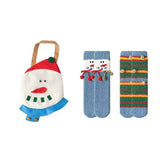 Sweetnana クリスマスギフトバッグ 2パック コージーチューブクルーソックス付き、女性と子供のためのかわいい厚手の滑り止めふわふわスリッパソックス、冬の暖かさとホリデーの喜びに最適