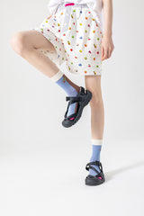 여성용 면 크루 양말 코코넛 트리 시리즈 귀엽고 패셔너블한 카와이