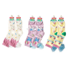 Sweetnana 3-Pack Cozy Crew Socks for Women - Birthday Party Series Cute & Colorful Fuzzy Socks - Perfect for Lounge Wear, Winter Stockings & Fun Occasions