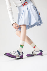 Women Cotton Crew Socks Flower Cones Kawaii Cute Casual