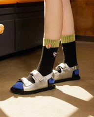 Sweetnana Cute Love Embroidery Series - 3 Pairs of Trendy, Cozy, and Colorful Seamless Crew Socks for Women