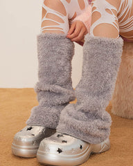Women Plush Thermal Sock Covers Cozy Cute Thick Fuzzy Leg Warmers