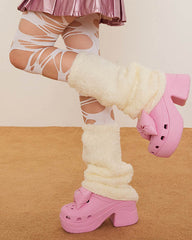 Women Plush Thermal Sock Covers Cozy Cute Thick Fuzzy Leg Warmers