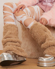 Women Plush Thermal Sock Covers Cozy Cute Thick Fuzzy Leg Warmers