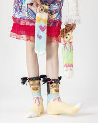 趣味中筒襪子卡通狗系列毛絨舒適保暖室內襪子