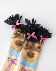 趣味中筒襪子卡通狗系列毛絨舒適保暖室內襪子