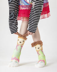 趣味中筒襪子卡通狗系列毛絨保暖舒適室內襪子