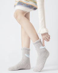 기프트 박스 세트 3팩 여성 크루 양말 미끄럼 방지 보송하고 따뜻한 부드러운