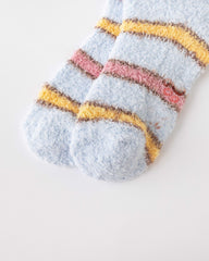 禮盒套裝舒適毛絨中筒襪子彩色條紋可愛卡通防滑