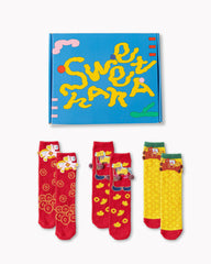 Gift Box Set New Year 3D Horse Patch Red Socks Combed Cozy Crew