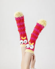 Gift Box Set Crew Socks Fuzzy Soft Warm Funny Quirky Cartoon Monster