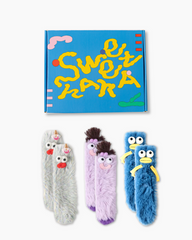 Gift Box Set Crew Socks Fuzzy Soft Warm Funny Quirky Cartoon Monster
