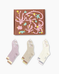 禮盒套裝女款中筒襪子絨毛保暖舒適棉質柔軟可愛動物刺繡