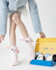 선물 박스 세트 여성 키즈 크루 양말 귀여운 3D 귀 시리즈 재미있는 동물 양말