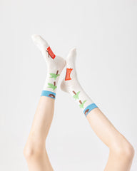 선물 박스 세트 여성 크루 양말 면 귀엽고 재미있는 얇고 통기성 좋은 무봉제