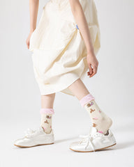 Gift Box Set Women Crew Socks Cotton Cute Thin Breathable Seamless