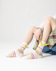 Gift Box Set Women Crew Socks Cotton Cute Thin Breathable Seamless