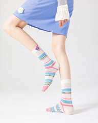Gift Box Set Women Crew Socks Cotton Thin Breathable Cute Fun Socks