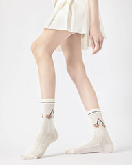 Gift Box Set Womens Crew Socks Bear Cherry Bow Pattern Cute Casual Style