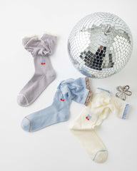Gift Box Set Womens Crew Socks Cherry Stack Ruffle Mesh Cute Socks