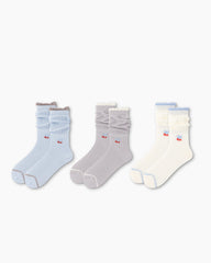 Gift Box Set Womens Crew Socks Cherry Stack Ruffle Mesh Cute Socks