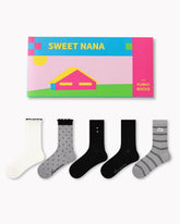 Gift Box Set Womens Crew Socks Gray Tone Whisper Polka Dot Minimal Socks