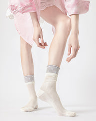 Gift Box Set Womens Crew Socks Layered Rib Star Mesh Cute Breathable Socks