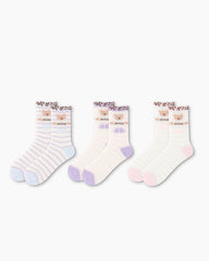 Gift Box Set Womens Crew Socks Leopard Bear Mesh Cute Pattern Socks