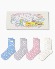 Gift Box Set Womens Crew Socks Polka Dot Lace Trim Casual Everyday Style