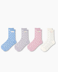 Gift Box Set Womens Crew Socks Polka Dot Lace Trim Casual Everyday Style