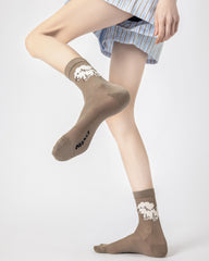 Gift Box Set Womens Crew Socks Puppy Team Stripe Poodle Pattern Socks