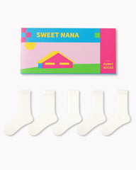 ギフトボックスセット レディース クルーソックス ピュアホワイト 光沢 レース リブ リボン スター テクスチャード