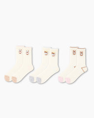 Gift Box Set Womens Crew Socks Summer Bear Pattern Lightweight Casual Socks