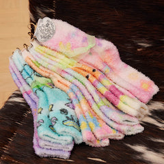 여성 크루 양말 그래피티 시리즈 보송보송 두껍고 따뜻하며 부드럽고 미끄럼 방지 양말