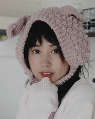 Coral Velvet Earmuffs Handmade 3D Animal Ear Cute Warm Headwear for Kids Adults